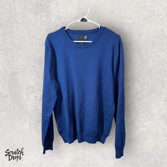 JF Ferrar Mens Blue Crewneck Sweater Size Large Long Sleeve Pullover Casual - Picture 1 of 3